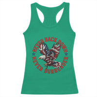 Patriotic American Eagle Graphic Racerback Tank Top Never Back Down Never Surrender Memorial for Freedom Fighters - Wonder Print Shop