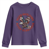 Patriotic American Eagle Graphic Youth Sweatshirt Never Back Down Never Surrender Memorial for Freedom Fighters - Wonder Print Shop