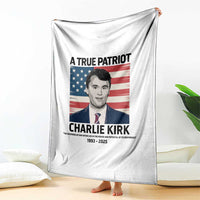 A True Patriot Memorial Throw Blanket Charlie Kirk Legacy The Greatness of Our Nation - Wonder Print Shop