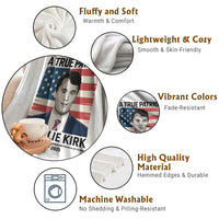 A True Patriot Memorial Throw Blanket Charlie Kirk Legacy The Greatness of Our Nation - Wonder Print Shop