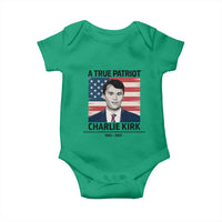 A True Patriot Memorial Baby Onesie Charlie Kirk Legacy The Greatness of Our Nation - Wonder Print Shop