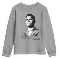 Freedom Is Not Free Youth Sweatshirt Defender of Liberty Charlie Kirk Tribute - Wonder Print Shop