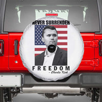 Never Surrender Freedom Spare Tire Cover Patriotic Charlie Kirk Tribute American Flag - Wonder Print Shop