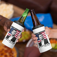 Never Surrender Freedom 4 in 1 Can Cooler Tumbler Patriotic Charlie Kirk Tribute American Flag - Wonder Print Shop