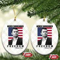 Never Surrender Freedom Ceramic Ornament Patriotic Charlie Kirk Tribute American Flag - Wonder Print Shop