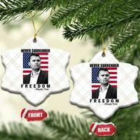 Never Surrender Freedom Ceramic Ornament Patriotic Charlie Kirk Tribute American Flag - Wonder Print Shop