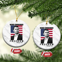 Never Surrender Freedom Ceramic Ornament Patriotic Charlie Kirk Tribute American Flag - Wonder Print Shop