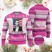 Never Surrender Freedom Ugly Christmas Sweater Patriotic Charlie Kirk Tribute American Flag - Wonder Print Shop