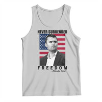 Never Surrender Freedom Tank Top Patriotic Charlie Kirk Tribute American Flag - Wonder Print Shop
