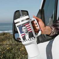 Never Surrender Freedom Tumbler With Handle Patriotic Charlie Kirk Tribute American Flag - Wonder Print Shop