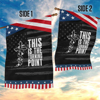 This is the Turning Point Garden Flag Husband Father Patriot Charlie Kirk Tribute Christian Faith