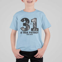 Freedom Number 31 Tribute Graphic T Shirt For Kid Thank You Charlie Kirk A True Patriot Memorial - Wonder Print Shop