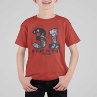 Freedom Number 31 Tribute Graphic T Shirt For Kid Thank You Charlie Kirk A True Patriot Memorial - Wonder Print Shop