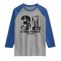 Freedom Number 31 Tribute Graphic Raglan Shirt Thank You Charlie Kirk A True Patriot Memorial - Wonder Print Shop