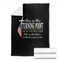 Faith Fueled Turning Point Throw Blanket Christian Patriot Cross and American Flag - Wonder Print Shop
