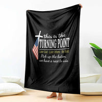 Faith Fueled Turning Point Throw Blanket Christian Patriot Cross and American Flag - Wonder Print Shop