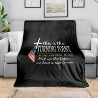 Faith Fueled Turning Point Throw Blanket Christian Patriot Cross and American Flag - Wonder Print Shop