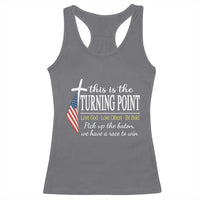 Faith Fueled Turning Point Racerback Tank Top Christian Patriot Cross and American Flag - Wonder Print Shop
