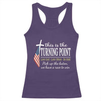 Faith Fueled Turning Point Racerback Tank Top Christian Patriot Cross and American Flag - Wonder Print Shop