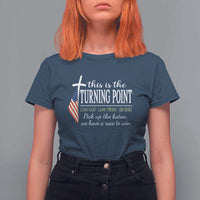 Faith Fueled Turning Point T Shirt For Women Christian Patriot Cross and American Flag - Wonder Print Shop