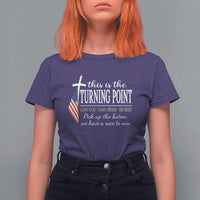 Faith Fueled Turning Point T Shirt For Women Christian Patriot Cross and American Flag - Wonder Print Shop
