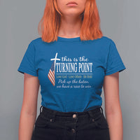 Faith Fueled Turning Point T Shirt For Women Christian Patriot Cross and American Flag - Wonder Print Shop