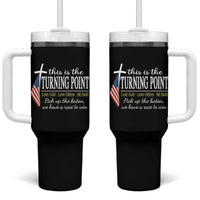 Faith Fueled Turning Point Tumbler With Handle Christian Patriot Cross and American Flag - Wonder Print Shop