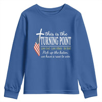 Faith Fueled Turning Point Youth Sweatshirt Christian Patriot Cross and American Flag - Wonder Print Shop