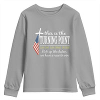 Faith Fueled Turning Point Youth Sweatshirt Christian Patriot Cross and American Flag - Wonder Print Shop