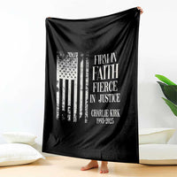Charlie Kirk Patriotic Memorial Throw Blanket Firm in Faith Fierce in Justice American Flag - Wonder Print Shop