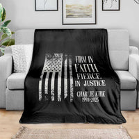 Charlie Kirk Patriotic Memorial Throw Blanket Firm in Faith Fierce in Justice American Flag - Wonder Print Shop