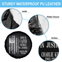 Charlie Kirk Patriotic Memorial Spare Tire Cover Firm in Faith Fierce in Justice American Flag - Wonder Print Shop