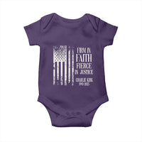 Charlie Kirk Patriotic Memorial Baby Onesie Firm in Faith Fierce in Justice American Flag - Wonder Print Shop