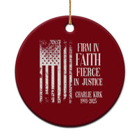 Charlie Kirk Patriotic Memorial Ceramic Ornament Firm in Faith Fierce in Justice American Flag - Wonder Print Shop