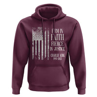 Charlie Kirk Patriotic Memorial Hoodie Firm in Faith Fierce in Justice American Flag - Wonder Print Shop