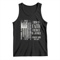 Charlie Kirk Patriotic Memorial Tank Top Firm in Faith Fierce in Justice American Flag - Wonder Print Shop