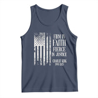 Charlie Kirk Patriotic Memorial Tank Top Firm in Faith Fierce in Justice American Flag - Wonder Print Shop