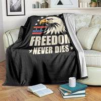 Freedom Never Dies Throw Blanket Bold Patriotic Eagle Graphic for True American Patriots - Wonder Print Shop