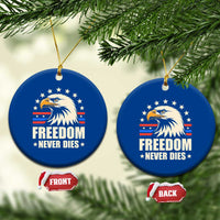 Freedom Never Dies Ceramic Ornament Bold Patriotic Eagle Graphic for True American Patriots - Wonder Print Shop