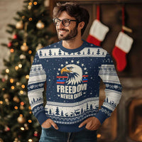 Freedom Never Dies Ugly Christmas Sweater Bold Patriotic Eagle Graphic for True American Patriots - Wonder Print Shop