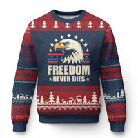 Freedom Never Dies Ugly Christmas Sweater Bold Patriotic Eagle Graphic for True American Patriots - Wonder Print Shop