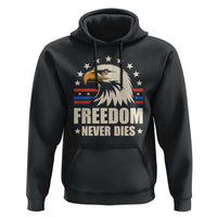Freedom Never Dies Hoodie Bold Patriotic Eagle Graphic for True American Patriots - Wonder Print Shop
