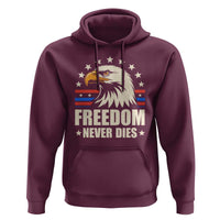 Freedom Never Dies Hoodie Bold Patriotic Eagle Graphic for True American Patriots - Wonder Print Shop