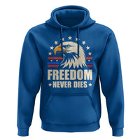 Freedom Never Dies Hoodie Bold Patriotic Eagle Graphic for True American Patriots - Wonder Print Shop