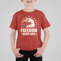 Freedom Never Dies T Shirt For Kid Bold Patriotic Eagle Graphic for True American Patriots - Wonder Print Shop