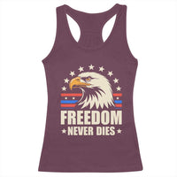 Freedom Never Dies Racerback Tank Top Bold Patriotic Eagle Graphic for True American Patriots - Wonder Print Shop