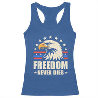 Freedom Never Dies Racerback Tank Top Bold Patriotic Eagle Graphic for True American Patriots - Wonder Print Shop
