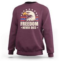 Freedom Never Dies Sweatshirt Bold Patriotic Eagle Graphic for True American Patriots - Wonder Print Shop