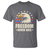 Freedom Never Dies T Shirt Bold Patriotic Eagle Graphic for True American Patriots - Wonder Print Shop