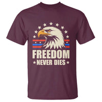 Freedom Never Dies T Shirt Bold Patriotic Eagle Graphic for True American Patriots - Wonder Print Shop